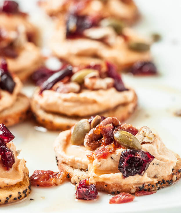 pumpkin bacon goat cheese crostini