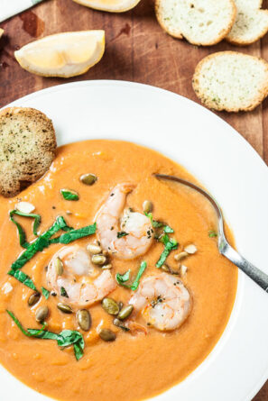 A Plate of Pumpkin Shrimp Bisque