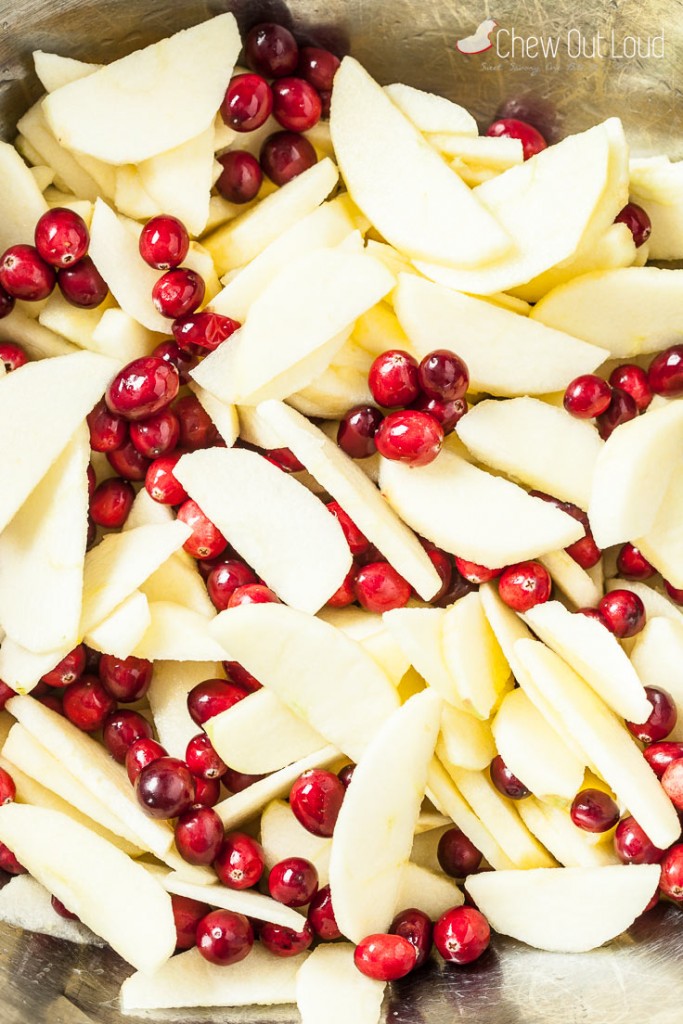 sliced apples and cranberries