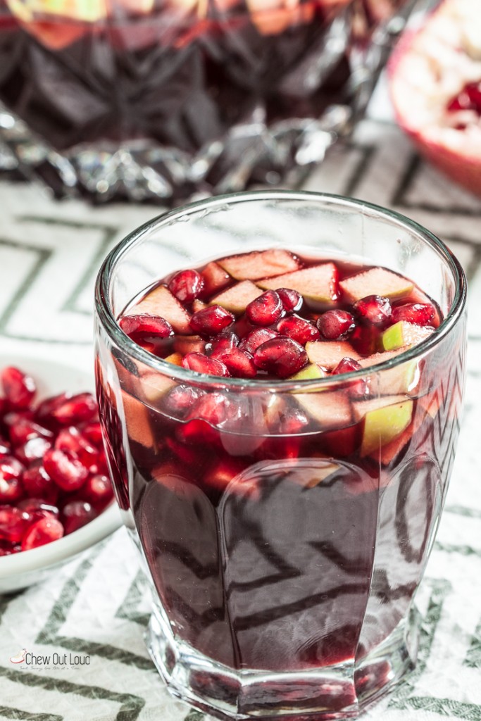 Apple cranberry sangria cocktail in a glass