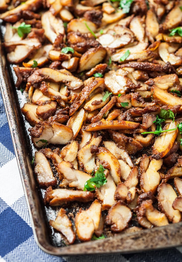 chicken shawarma on a baking sheet