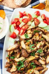 Chicken Shawarma with Sliced Tomatoes and Cucumber