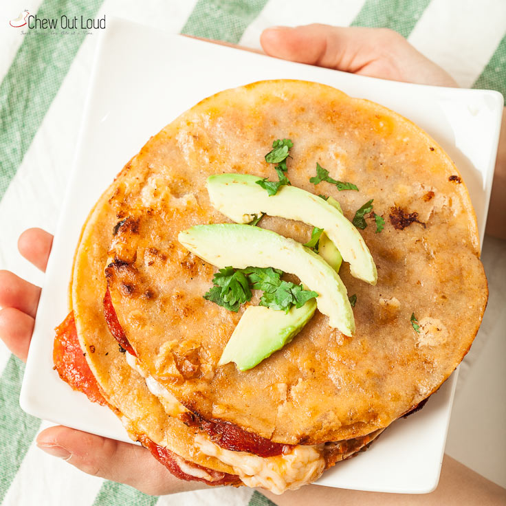 pizza quesadilla on plate