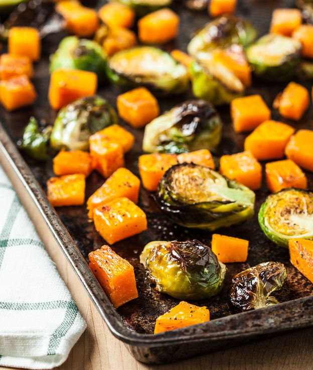 roasted butternut and brussel sprouts