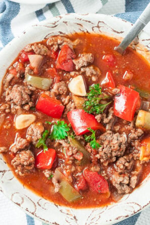 stuffed pepper soup in a bowl