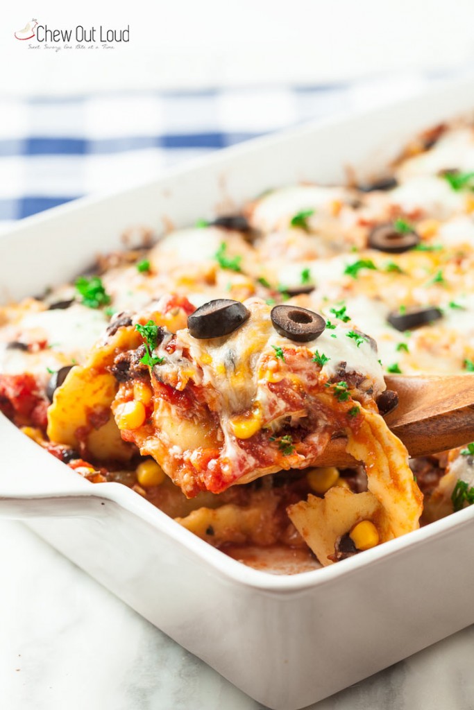 Mexican ravioli casserole