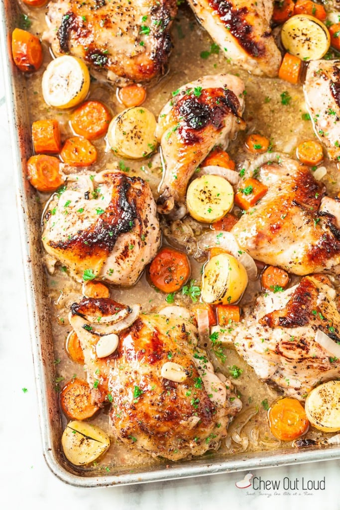 Sheet Pan Roast Chicken with Carrots and Potatoes