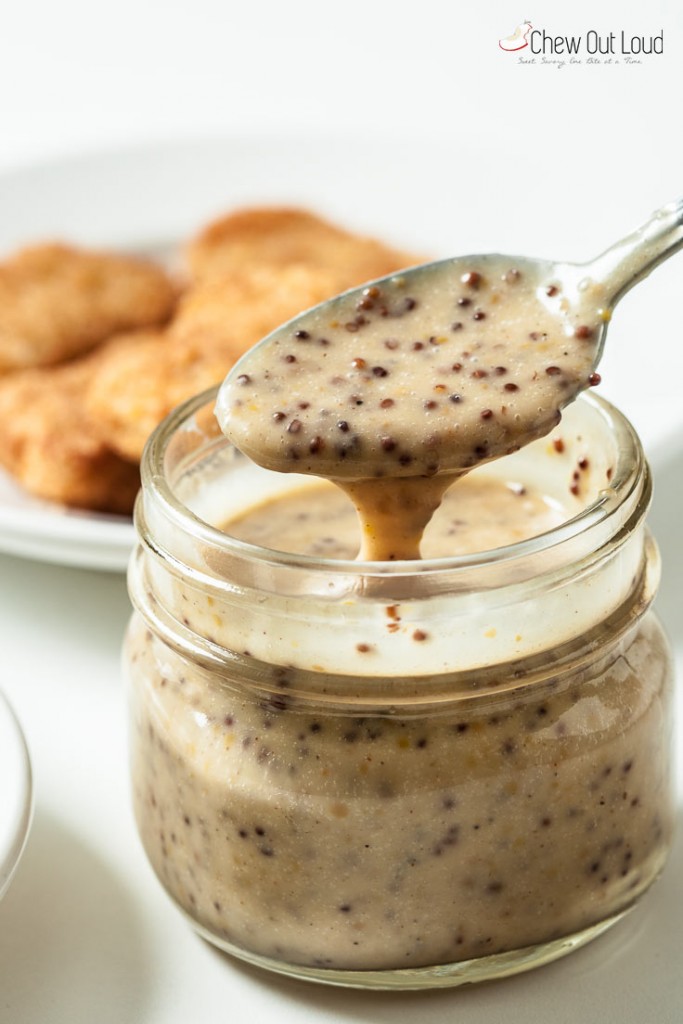 A jar of honey mustard sauce