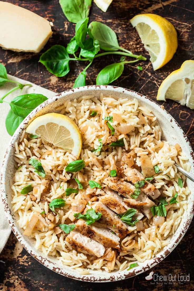 Lemon Basil Orzo With Chicken