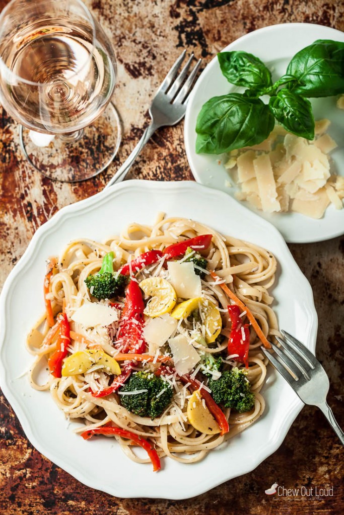 pasta primavera on a plate