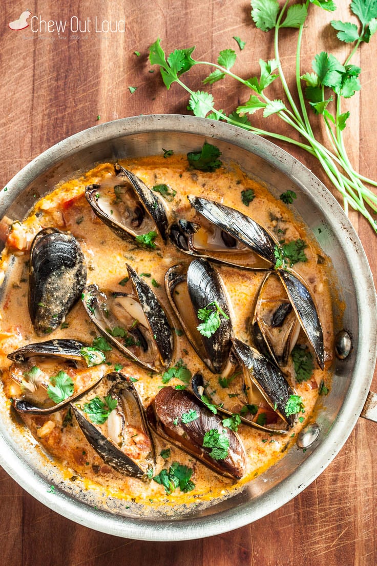 red thai curry mussels 