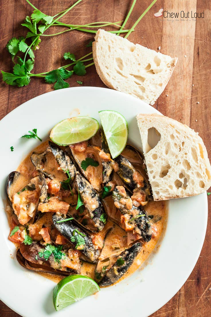 red thai curry mussels 