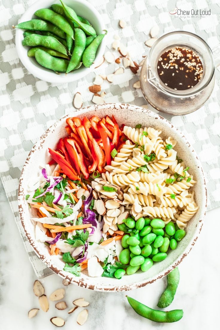 Asian Pasta Salad with Ginger Sesame Dressing