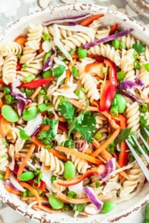 Asian Pasta Salad with Ginger Sesame Dressing