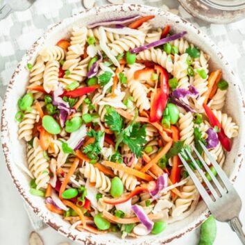 Asian Pasta Salad with Ginger Sesame Dressing