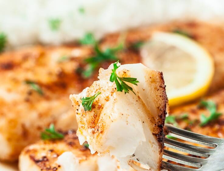 lemon butter fish recipe on a plate