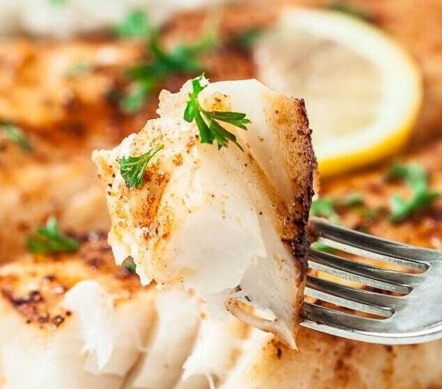 lemon butter fish recipe on a plate