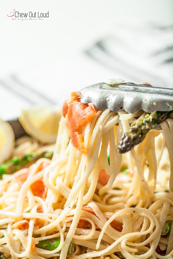 Lemon Pasta with Asparagus and Smoked Salmon