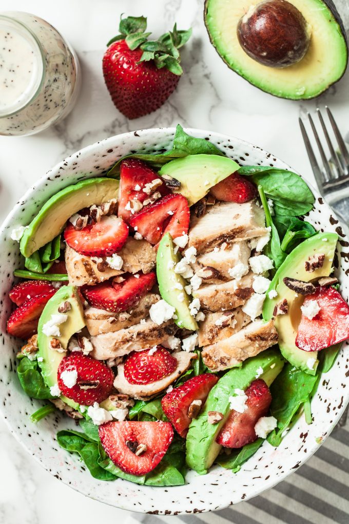 Strawberry Avocado Chicken Salad with Poppyseed Dressing | Chew Out Loud