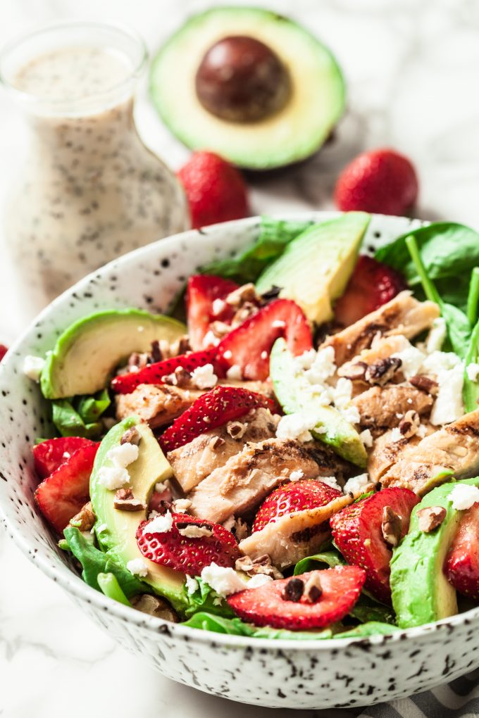 Strawberry Avocado Chicken Salad with Poppyseed Dressing | Chew Out Loud