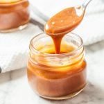 homemade caramel sauce in a jar