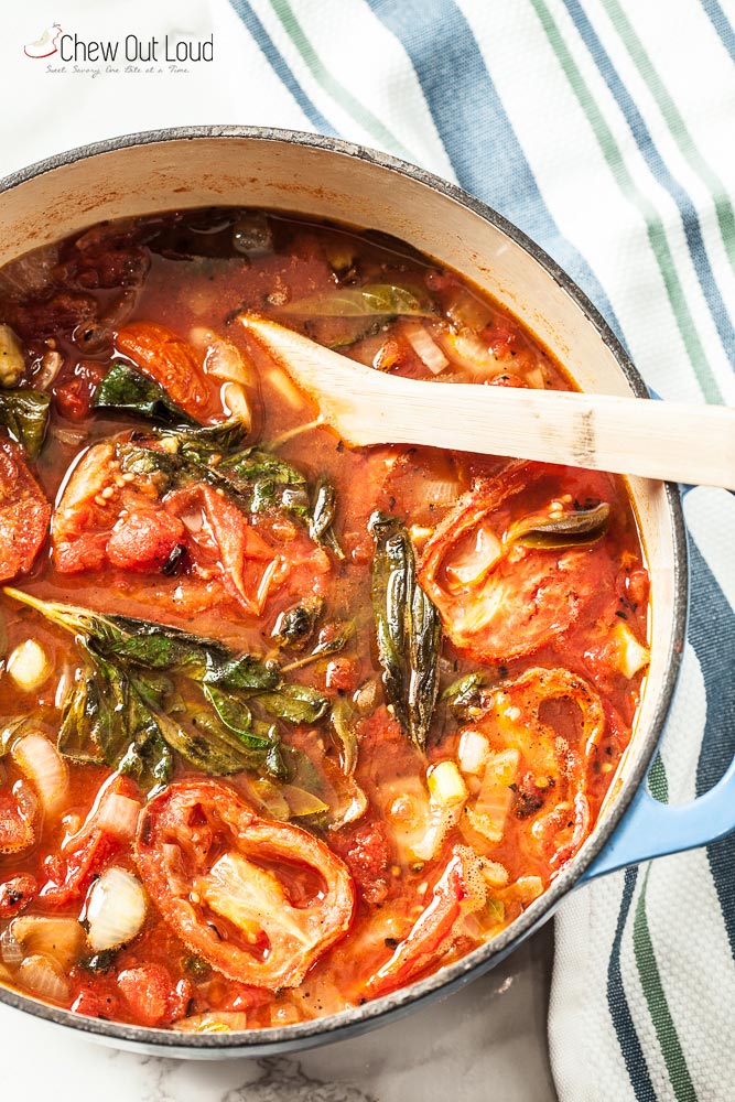 A Pot of Healthy Tomato Basil Soup