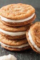 Stacked of Chewy Snickerdoodle Sandwich Cookies