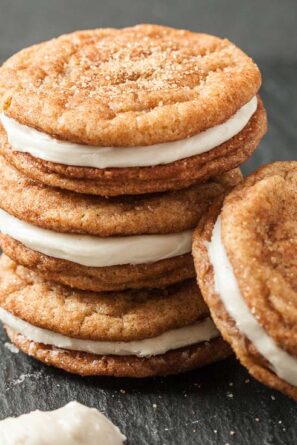 Stacked of Chewy Snickerdoodle Sandwich Cookies