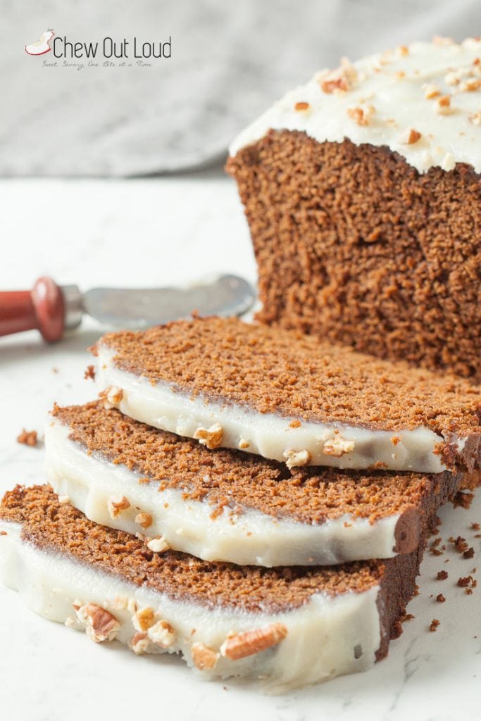 gingerbread loaf with cream cheese frosting