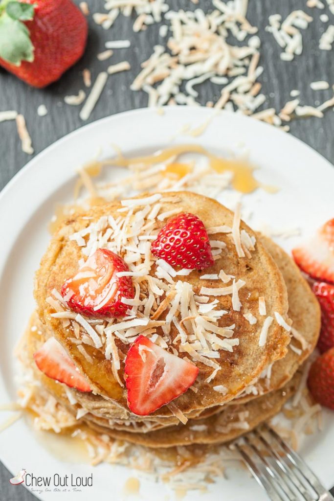 toasted coconut pancakes
