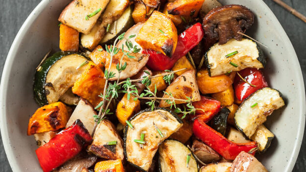 roasted vegetables in a bowl