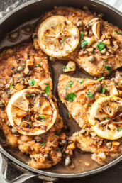 chicken piccata in pan