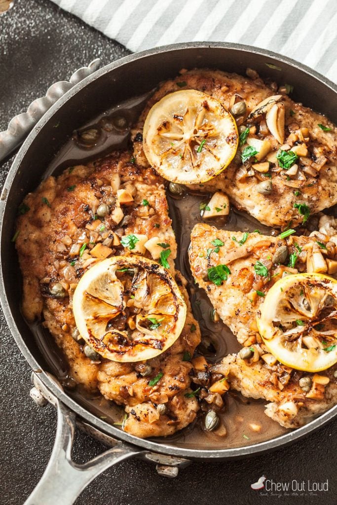 chicken piccata in a pan