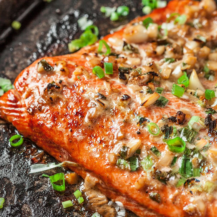 baked salmon with asian marinade on sheet pan