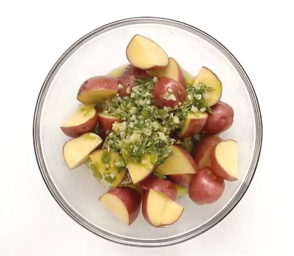 Add the rest of the ingredients to the potatoes and toss to combine.