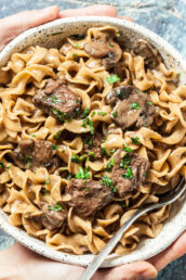 Beef Stroganoff in a bowl