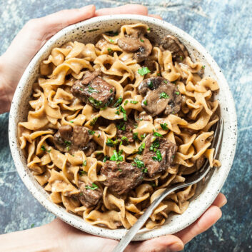 Beef Stroganoff in a bowl