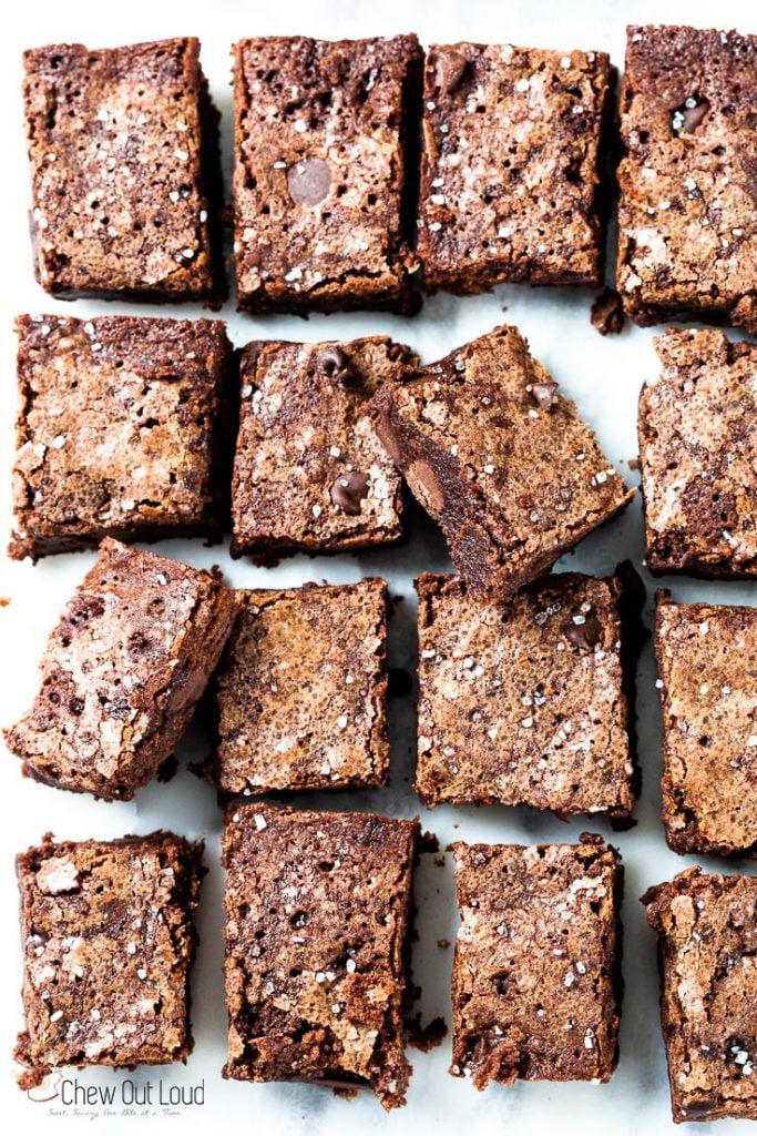 dark chocolate brownies cut into squares