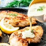 lemon dill chicken breasts in a pan