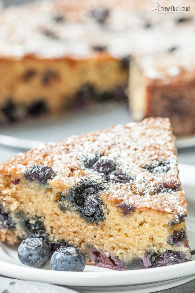 Bueberry Sour Cream Cake with Dusting of Powdered Sugar