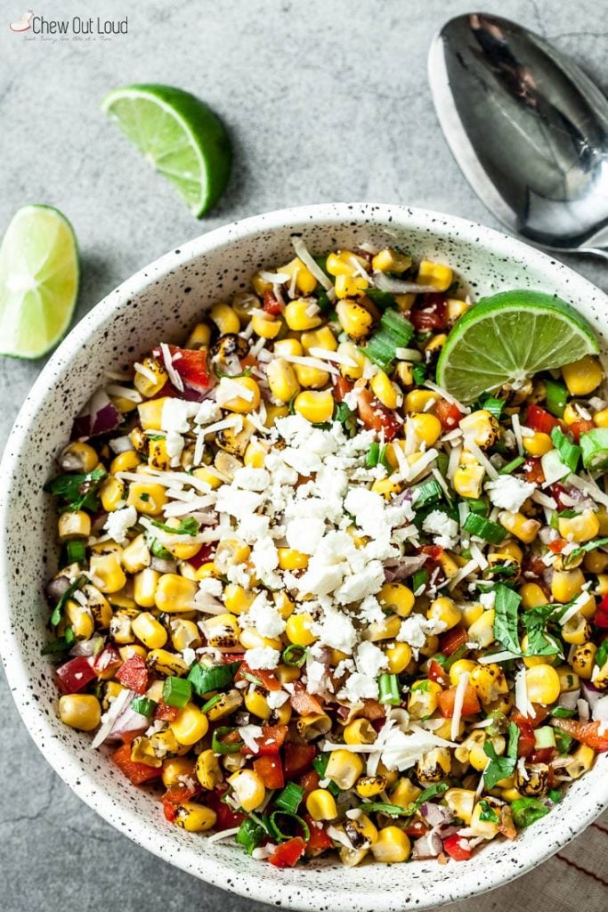 Mexican street corn salad in a bowl