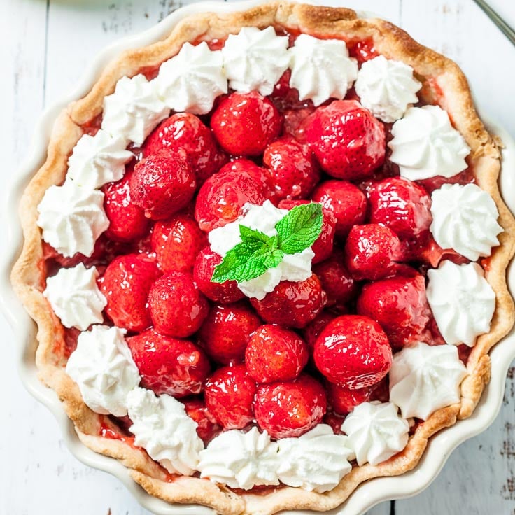 strawberry pie with whipped cream 