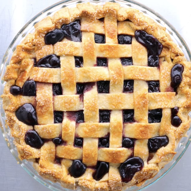 Freshly baked sweet cherry pie, ready to be served.