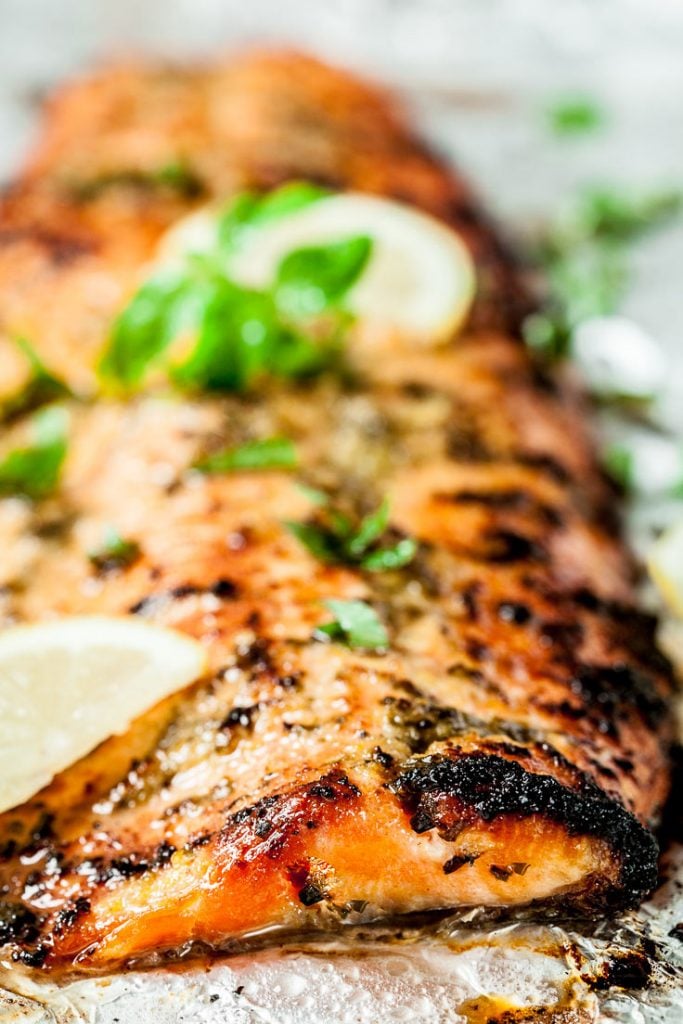 easy salmon recipe,  lemon basil salmon, lemon salmon, sheet pan salmon 