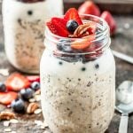overnight oats in a jar with berries