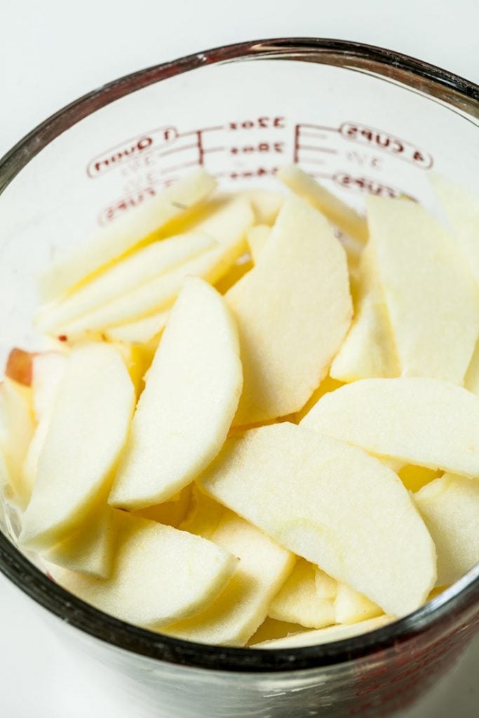 Peeled and sliced apples