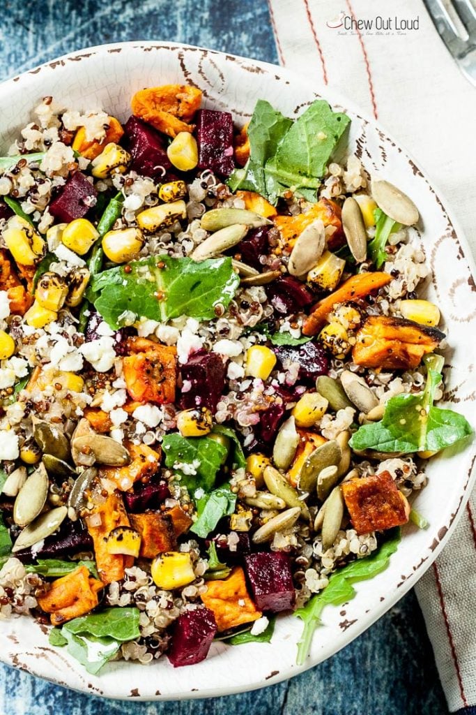 fall salad recipe quinoa salad recipe sweet potato recipe salad maple vinaigrette quinoa sweet potato salad