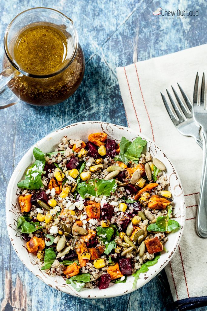 fall salad recipe quinoa salad recipe sweet potato recipe salad maple vinaigrette quinoa sweet potato salad