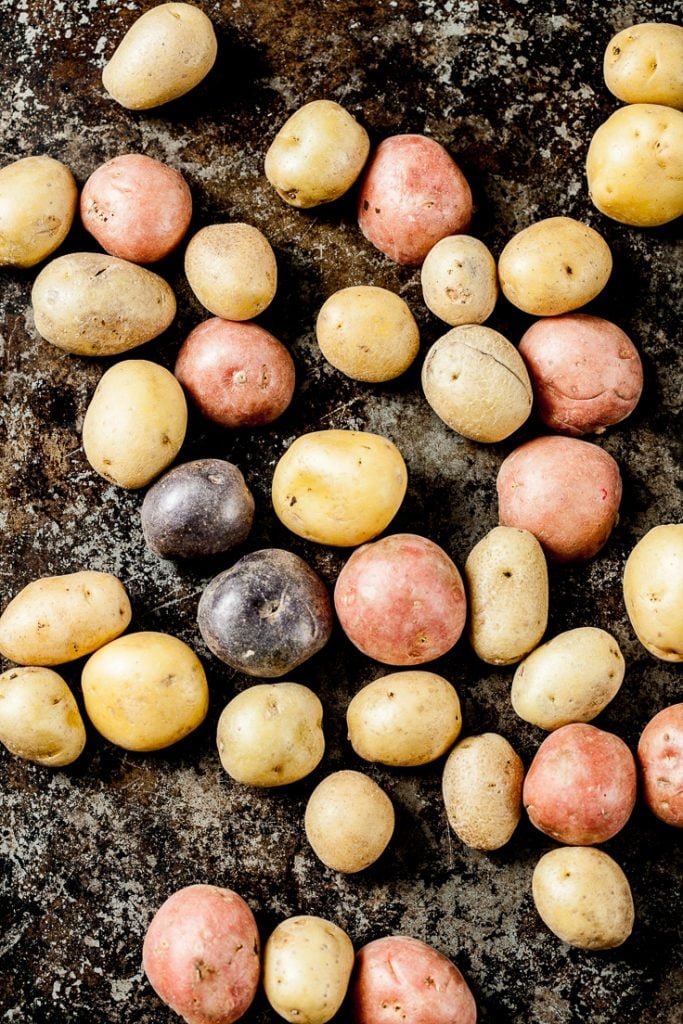 instant pot baby potatoes on a sheet pan