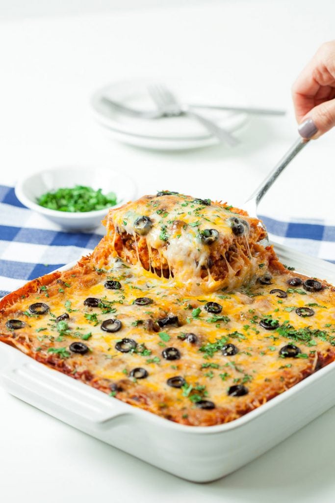 mexican breakfast casserole, enchilada breakfast casserole, overnight breakfast casserole